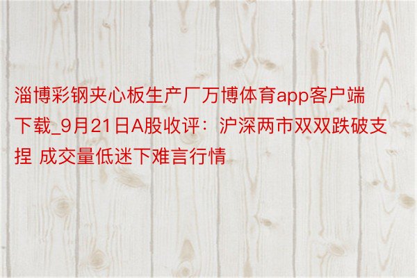 淄博彩钢夹心板生产厂万博体育app客户端下载_9月21日A股收评：沪深两市双双跌破支捏 成交量低迷下难言行情